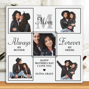 Unique MOM Personalised Monogram 5 Photo Collage Plaque