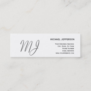 Unique Monogram Grey White Slim Business Card