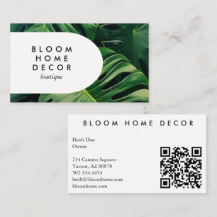 Unique Monstera Leaf Photography QR Code Arch Business Card