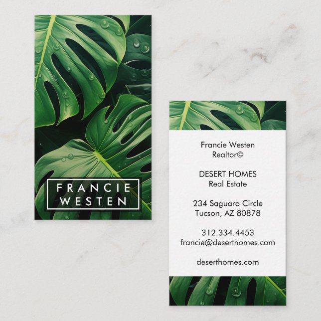Unique Monstera Leaves Botanical Plants Photograph Business Card (Front/Back)