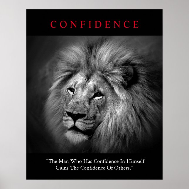Unique Motivational Confidence Lion Inspirational Poster (Front)