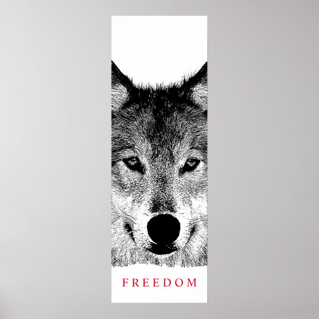 Unique Motivational Freedom Wolf Door Poster (Front)