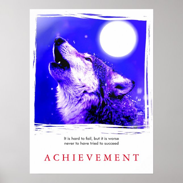 Unique Motivational Howling Wolf Poster Print (Front)