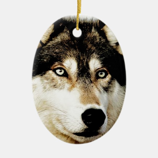 Unique Motivational Wolf Ceramic Tree Decoration (Front)
