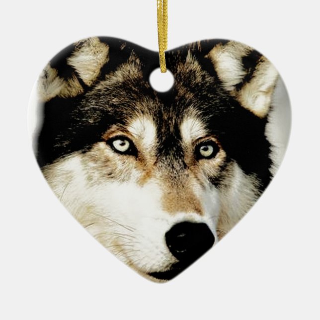 Unique Motivational Wolf Ceramic Tree Decoration (Front)