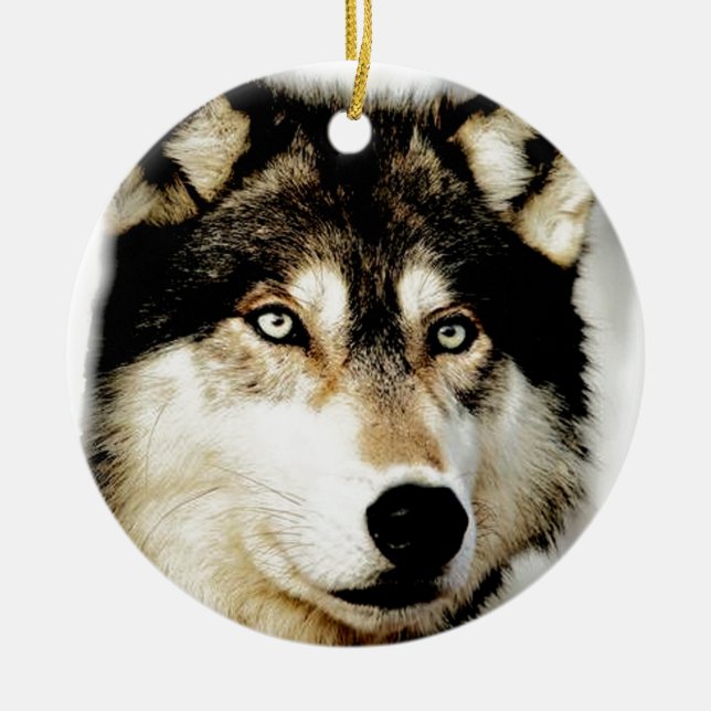 Unique Motivational Wolf Ceramic Tree Decoration (Front)