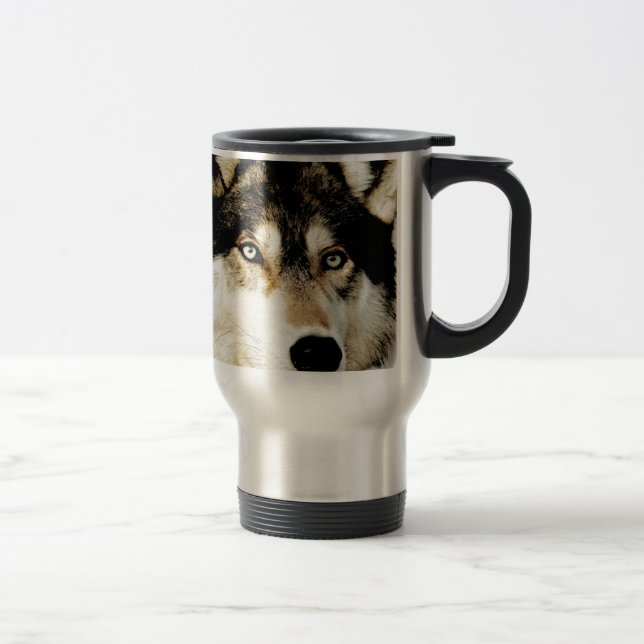 Unique Motivational Wolf Travel Mug (Right)