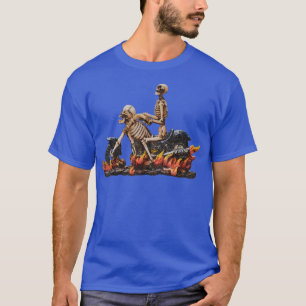 Unique Motorcycle Skeleton Illustration Biker Skul T-Shirt