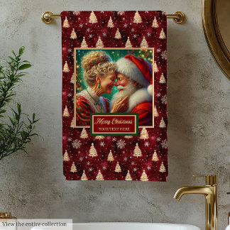Unique Mr. and Mrs. Claus Cranberry Bath Towel