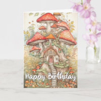 Unique Mushroom Forest Village Illustration