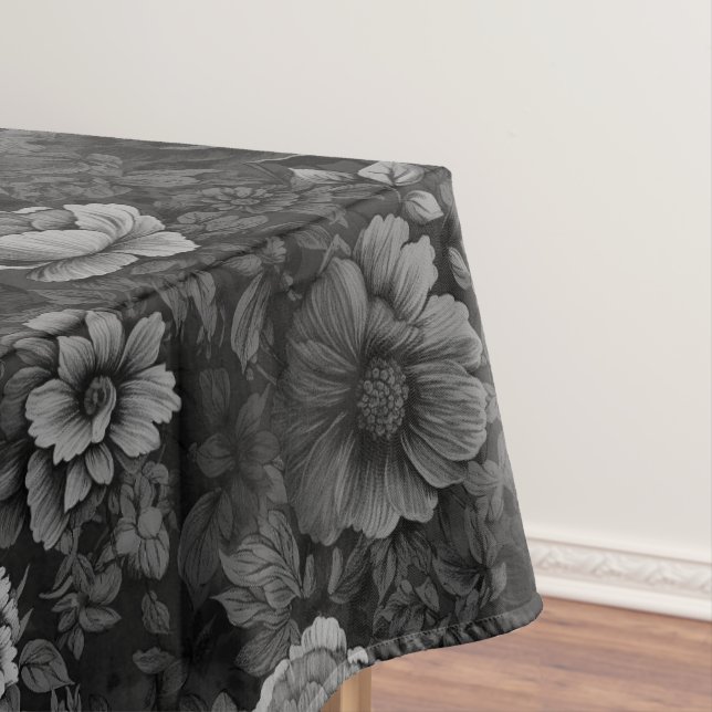 Unique Muted Colours Vintage Floral Print Tablecloth (In Situ)