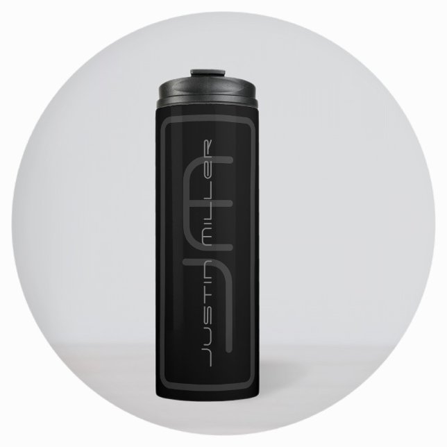 Unique Name & Monogram | Dark Grey & Black Thermal Tumbler (Creator Uploaded)