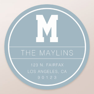 Unique Name & Monogram Template   Dusty Blue Classic Round Sticker