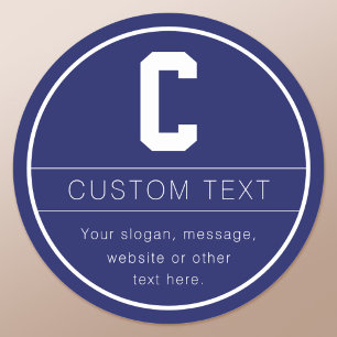 Unique Name & Monogram Template   Navy Blue Classic Round Sticker
