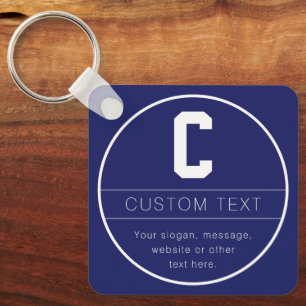 Unique Name & Monogram Template   Navy Blue Key Ring