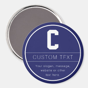 Unique Name & Monogram Template Navy Blue Magnet