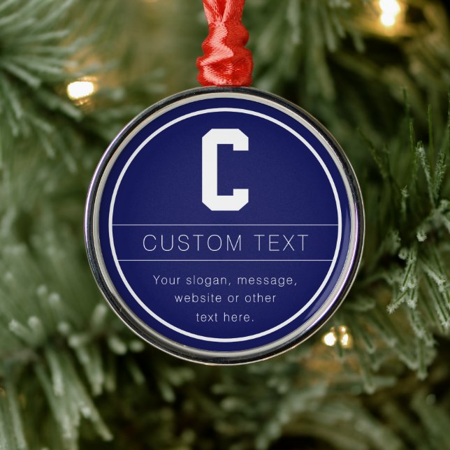Unique Name & Monogram Template | Navy Blue Metal Tree Decoration (Tree)