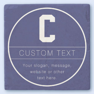 Unique Name & Monogram Template Navy Blue Stone Coaster