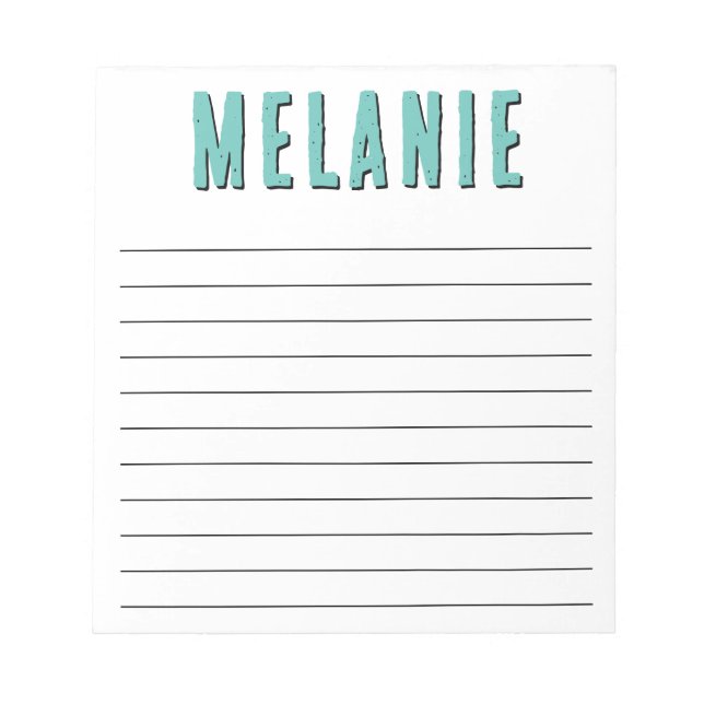 Unique Name Template Black and Blue Lined Notepad (Front)