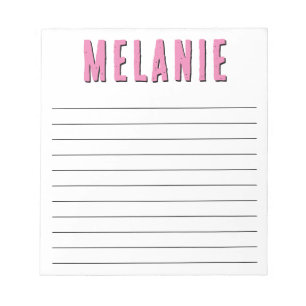 Unique Name Template Pink and Black Lined Notepad