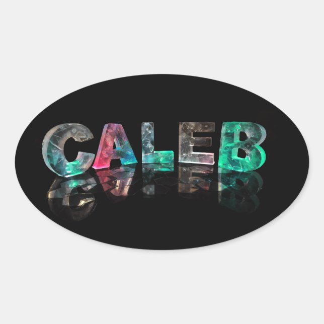 Unique Names - Caleb in 3D Lights Oval Sticker (Front)
