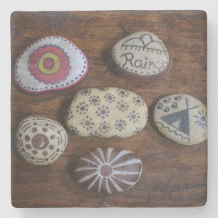 Unique Native American Folk Symbols Stone Coaster