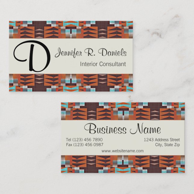 Unique Native American Indian Tribal Art Pattern Business Card (Front/Back)