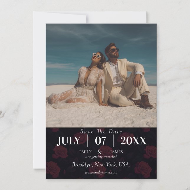 Unique Nature Rose  Fall Wedding Save The Date  (Front)