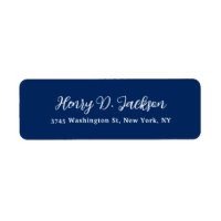 Unique Navy Blue Classical Handwriting Plain