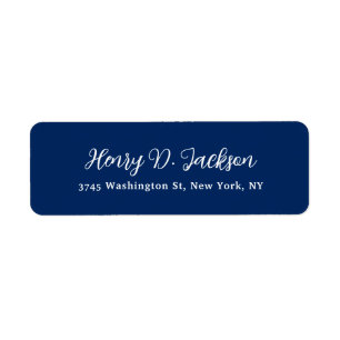 Unique Navy Blue Classical Handwriting Plain