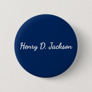 Unique Navy Blue Classical Handwriting Plain 6 Cm Round Badge