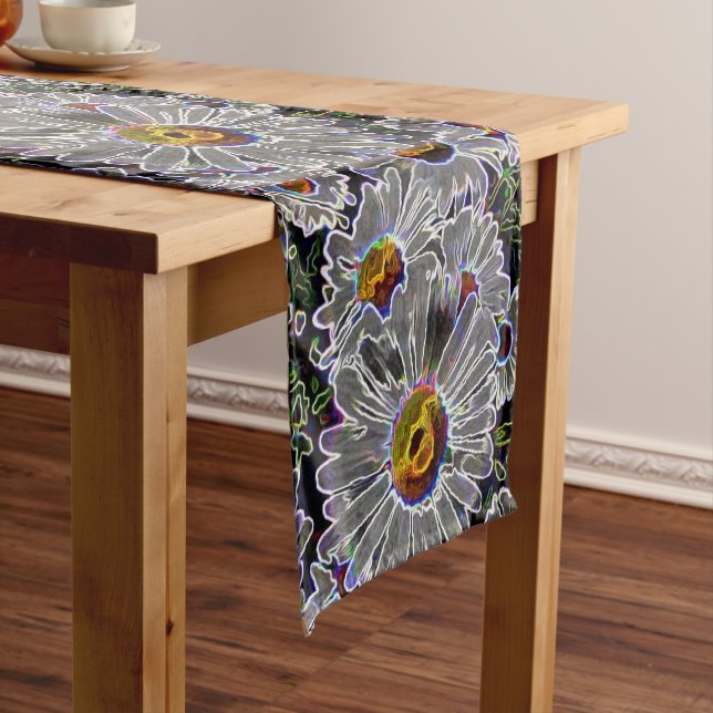 Unique Neon Daisies Short Table Runner (In Situ)