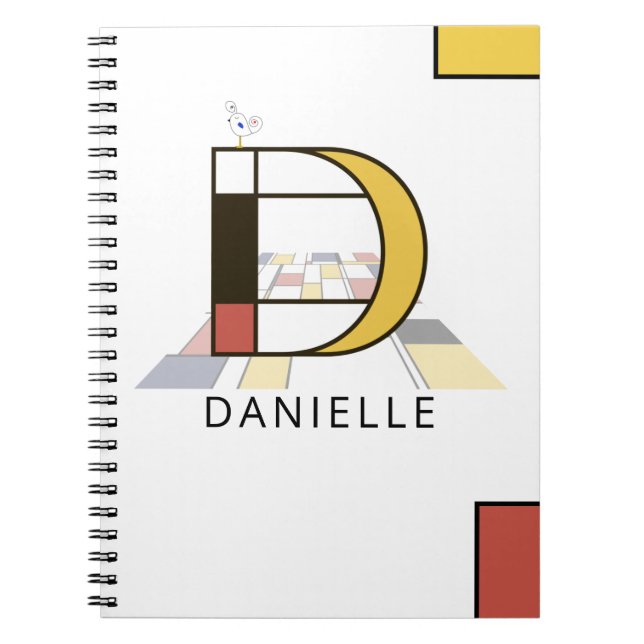 Unique Neoplasticism Style Monogram. Letter D Notebook (Front)