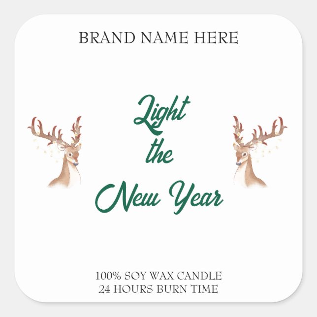 Unique New Year Candle Label – Add Your Brand Logo (Front)