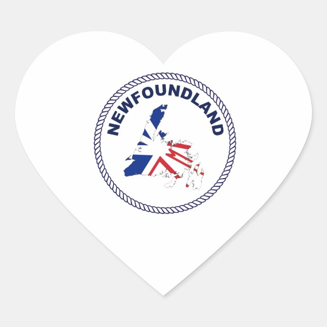 "Unique Newfoundland Map Design  Classic Round Sti Heart Sticker (Front)