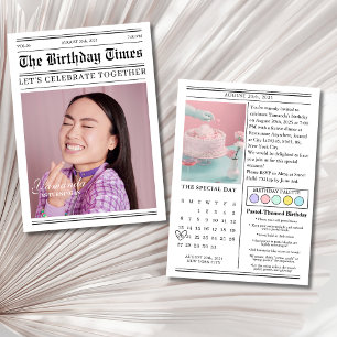 Unique newspaper 18th Birthday photo Invitation