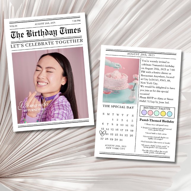 Unique newspaper 18th Birthday photo Invitation (Creator Uploaded)