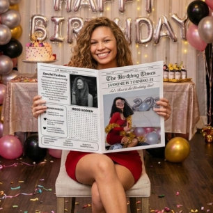 Unique Newspaper Birthday Program Infographic Invitation
