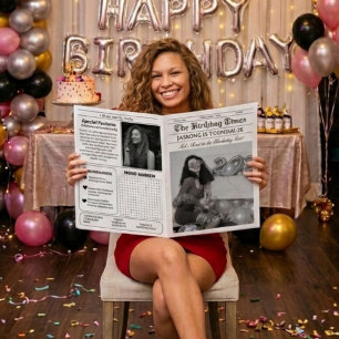 Unique Newspaper Birthday Program Infographic Invitation