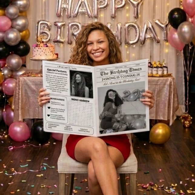 Unique Newspaper Birthday Program Infographic Invitation (Creator Uploaded)