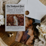 Unique Newspaper Merry and Married Christmas Card<br><div class="desc">Extra! Extra! Share your holiday joy with this unique Newspaper Merry & Married Christmas card. Everyone will love receiving this festive holiday card in the mail! Include a beautiful wedding photo on the front and back - along with a personal message on the front! Select "click to customise further" to...</div>