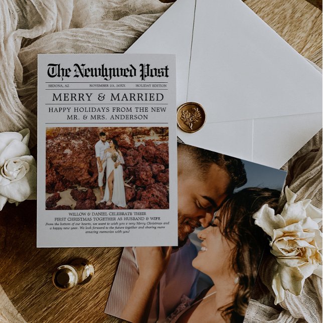 Unique Newspaper Merry and Married Christmas Card (Creator Uploaded)