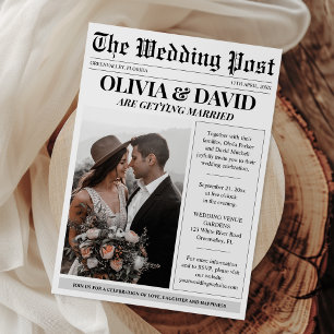 Unique Newspaper Photo Wedding Invitation