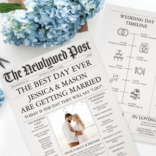 Unique Newspaper Timeline and Wedding Programs Flyer