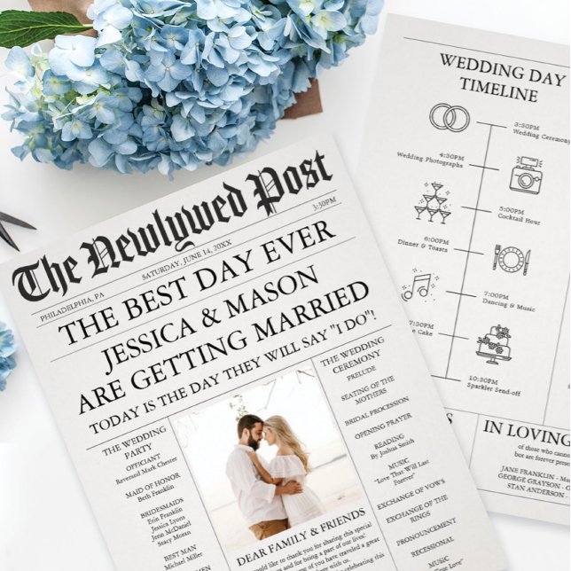 Unique Newspaper Timeline and Wedding Programs Flyer (Creator Uploaded)