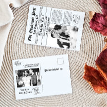 Unique Newspaper Wedding Thank You Postcard