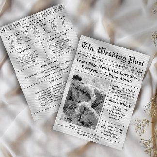 Unique Newspaper Wedding Timeline Invitation