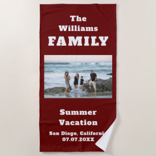 Unique Novelty Template Family Vacation Photo Name Beach Towel