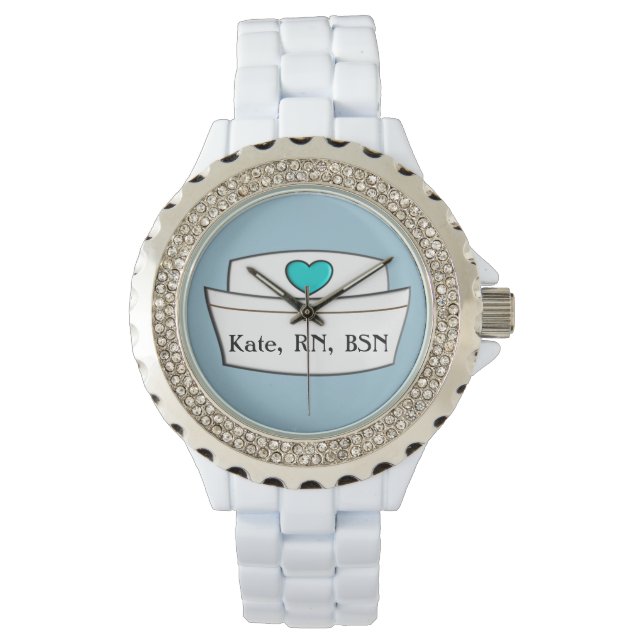 Unique Nurse Watch Nurse Cap Design RN BSN Blue (Front)