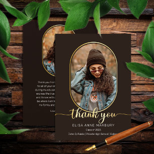 Unique Oblong 2 Photo Collage Graduation Thank You